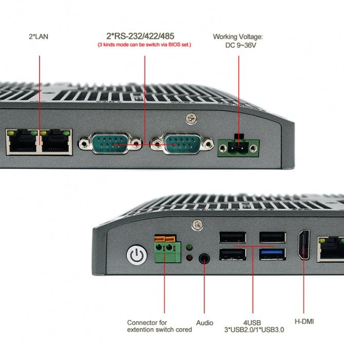 Industrial Fanless PC, 8th Gen Intel Core i7, Low-Profile