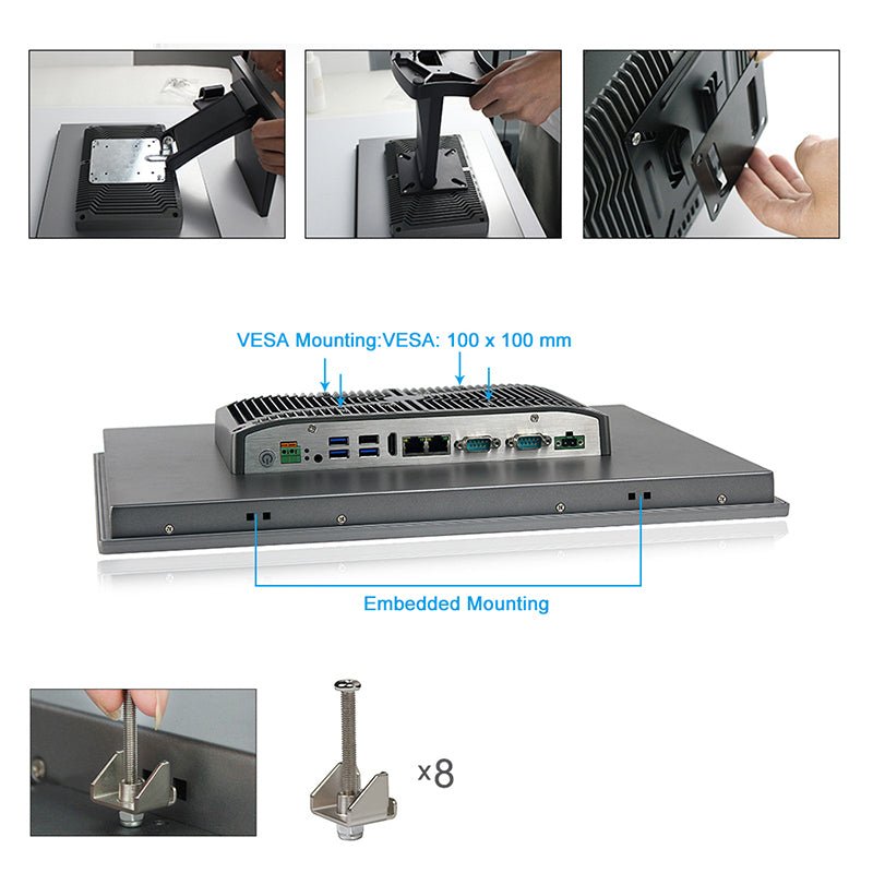 19" Industrial Touchscreen Panel PC, IP65 Waterproof, i5-8265U, Fanless, 1280x1024 - 535888